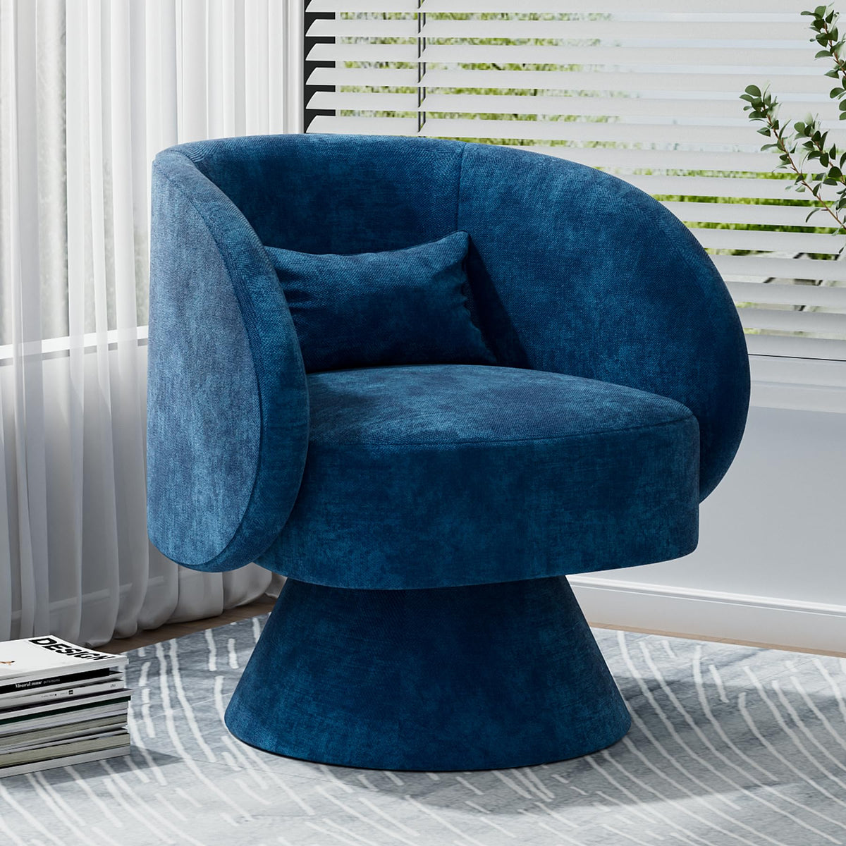 Nolohoo Swivel Barrel Chair, Comfy Accent Swivel Chairs For Living Room, Upholstered 360Small Round Chair Modern Cozy Single Sof