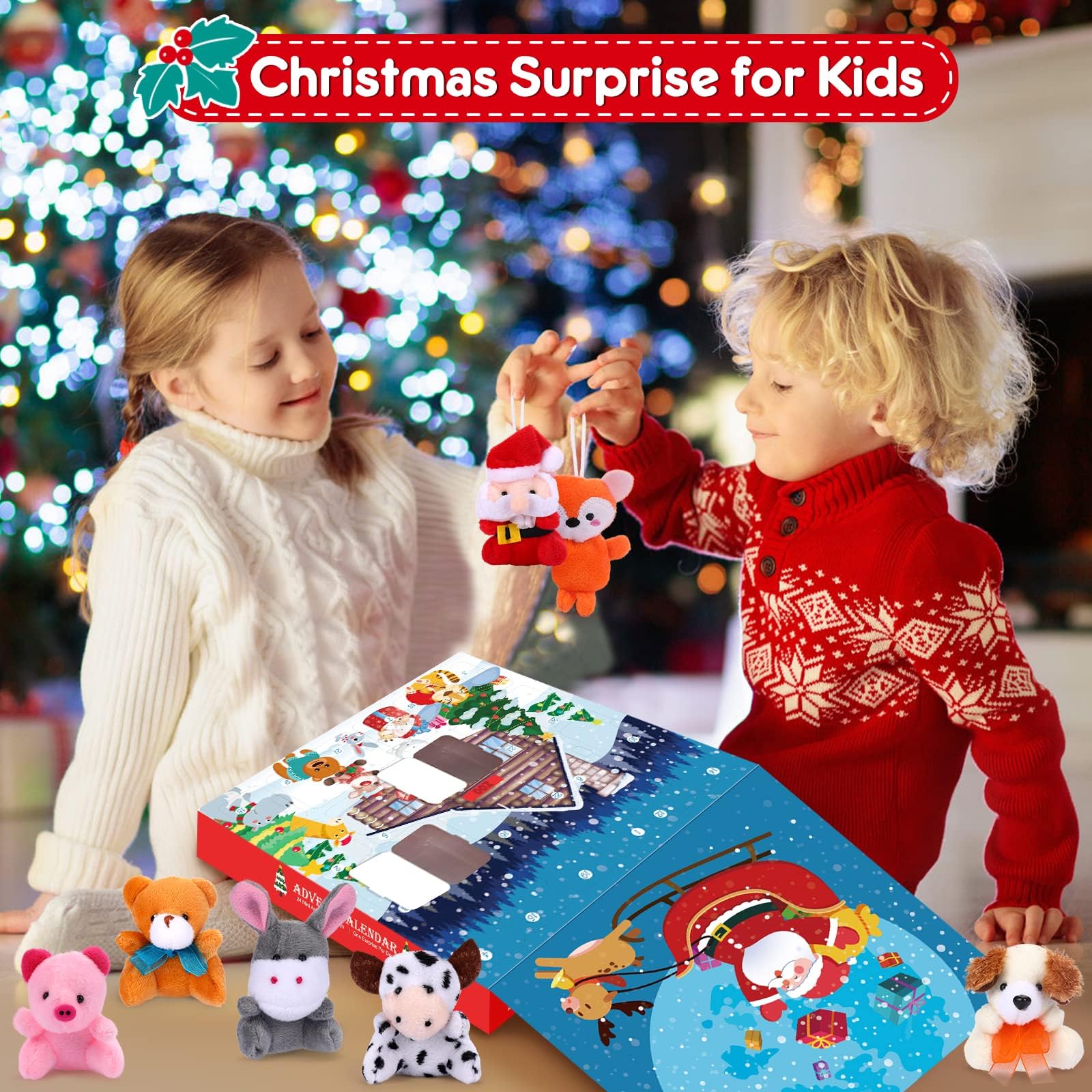 Advent Calendar 2024 For Kids 24 Days Christmas Countdown Calendar With Mini Animal Plush Toys Stuffed Animals Christmas Tree De