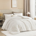 Andency Fluffy Sherpa Queen Comforter Set, Super Soft White Fleece Warm Bedding For Winter, Luxury Jacquard Boho Thick Fuzzy Plu
