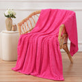 Puncuntex Flannel Fleece Throw Blanket Hot Pink 60''  80'',Super Soft Plush Cozy Blanket With Square Grid Design Luxury For Couc