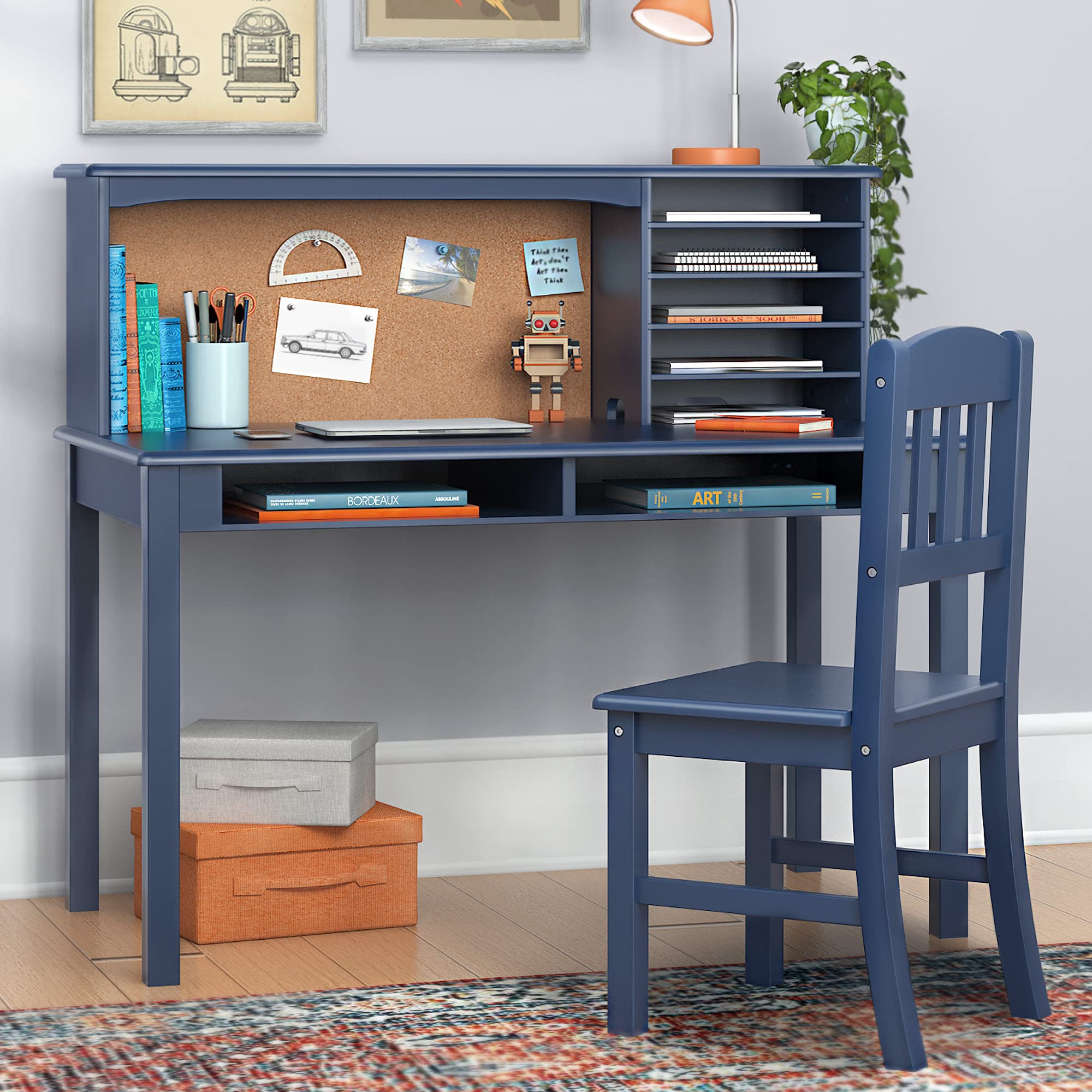 Guidecraft Change Table Guidecraft Kids Media Desk and Chair Set - Navy: Students Workstation ...