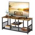 VECELO TV Stand Up to 50 Inches, 39 Inch Industrial Entertainment Center Media Console with Open Storage Shelves, Wooden Coffee 