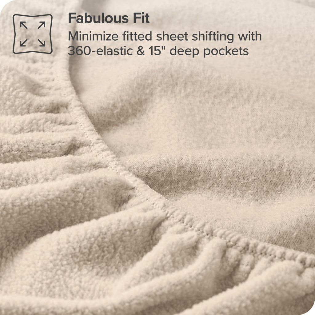 Bare Home Super Soft Fleece Fitted Sheet - Full Size - Extra Plush Polar Fleece - Deep Pocket - All Season Cozy Warmth (Full, Sa