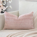 Otostar Corduroy Decorative Throw Pillow Covers 12X20 Inch Super Soft Boho Striped Rectangle Pillow Covers Case Modern Cushion Covers For Sofa Couch Bedroom Car Decor Pink