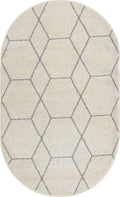 Unique Loom Trellis Frieze Collection Area Rug - Geometric (3 x 5 Oval, Ivory/ Gray)