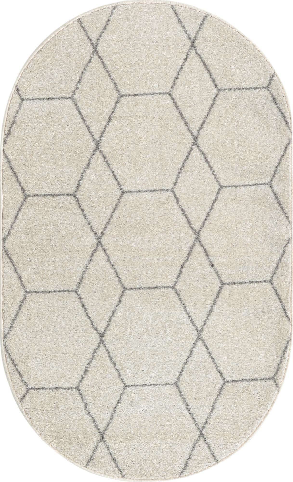 Unique Loom Trellis Frieze Collection Area Rug - Geometric (3 x 5 Oval, Ivory/ Gray)