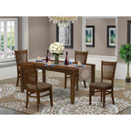 East West Furniture LYVA5-ESP-C Lynfield 5 Piece Kitchen Set for 4 Includes a Rectangle Dining Room Table with Butterfly Leaf and 4 Linen Fabric Upholstered Chairs, 36x66 Inch, Espresso
