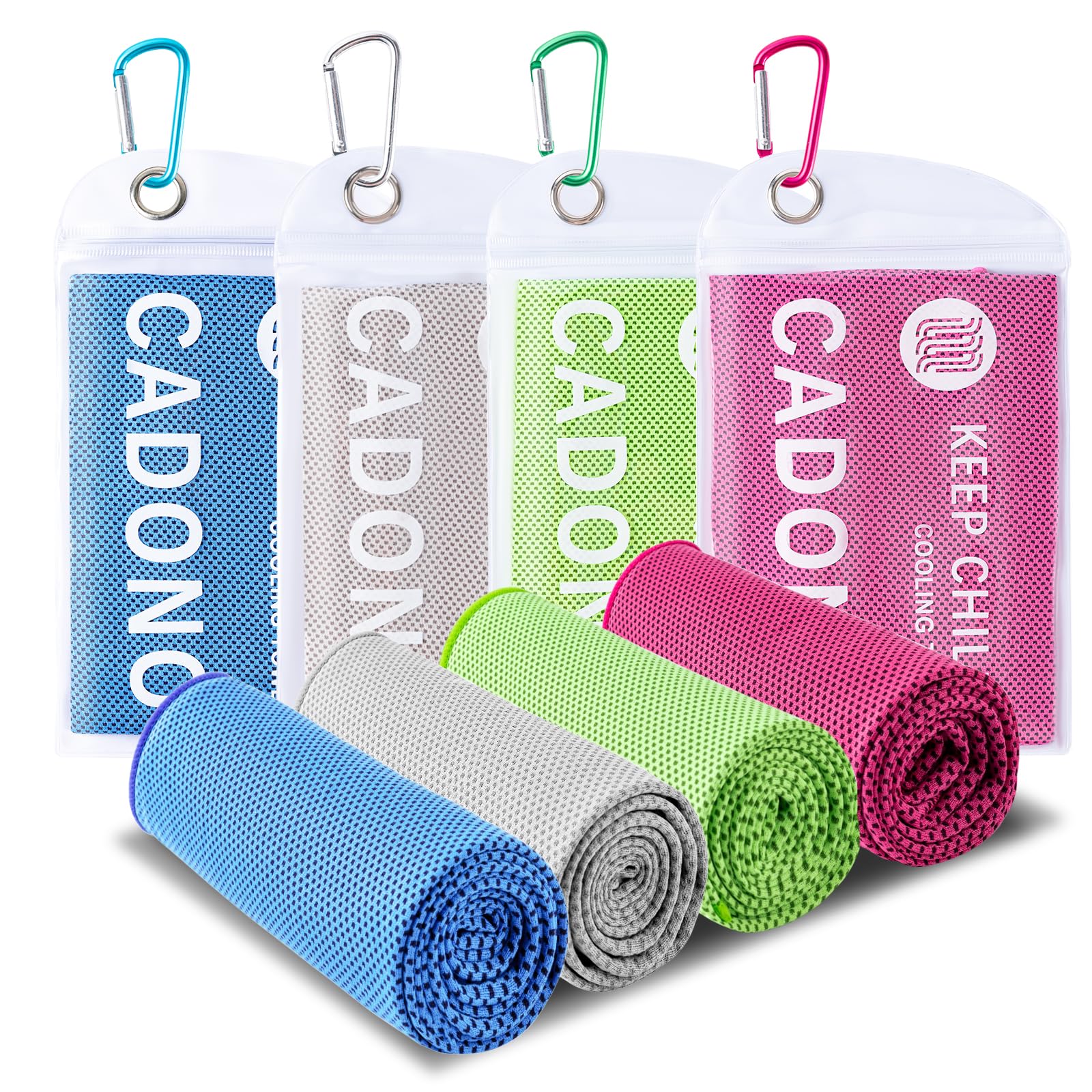 CADONO 4 Pack Cooling Towel (40x12), Soft Breathable Chilly Towel, Ice Towel, Microfiber Towel for Yoga, Sport, Running, Workout
