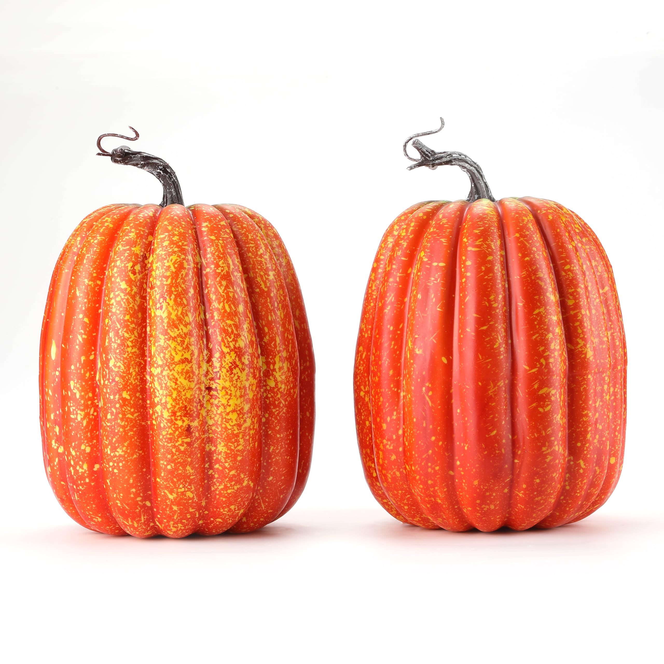 WESAPPINC Artificial Pumpkins,2PCS Orange Large Pumpkins Faux Harvest Pumpkins for Autumn Thanksgiving Halloween Seasonal Holida