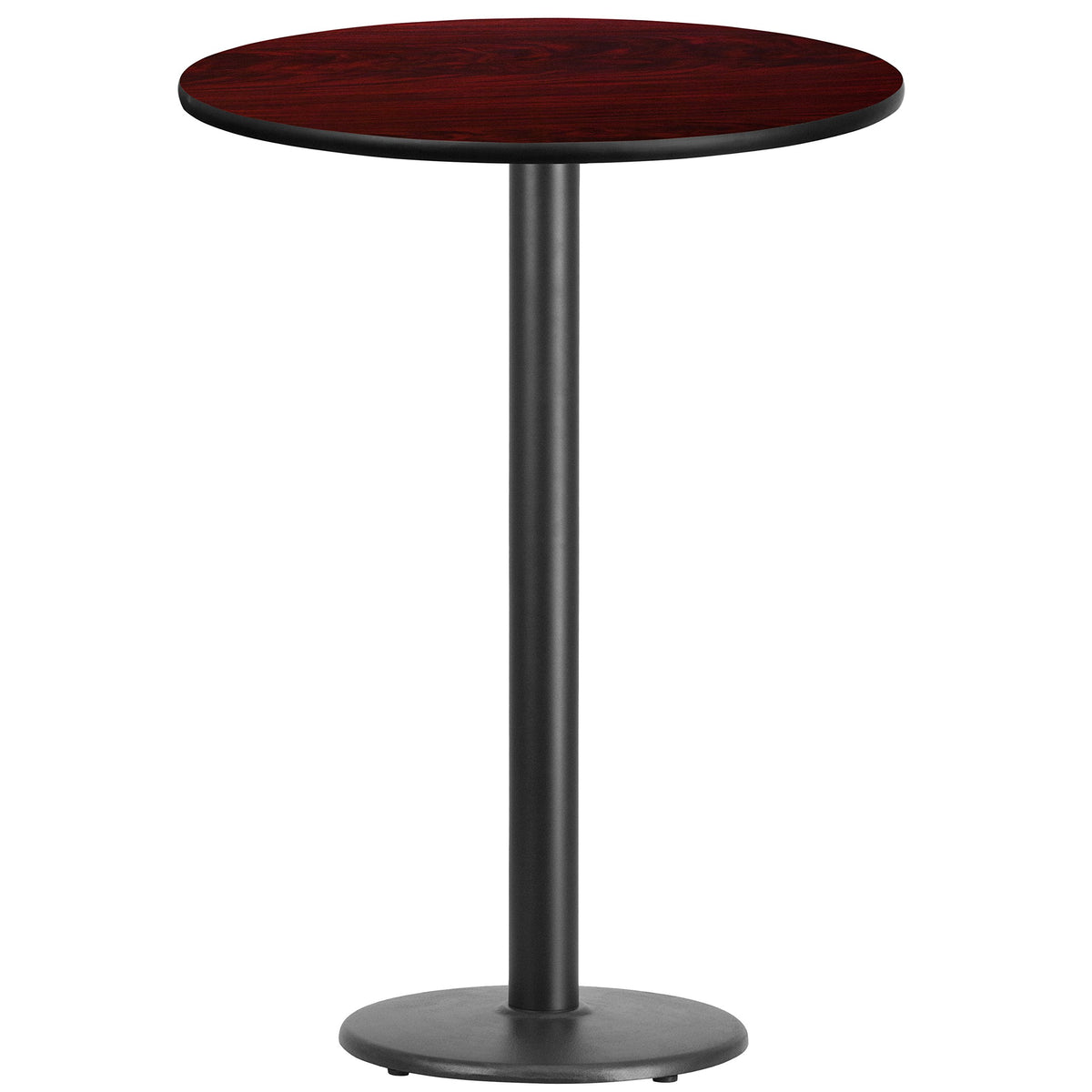 Flash Furniture 30'' Round Mahogany Laminate Table Top with 18'' Round Bar Height Table Base