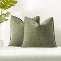 Juspurbet Sage Chenille Throw Pillow Covers 24X24 Inch Set Of 2 Decorative Soft Textured Cushion Cases For Living Room Sofa Couc