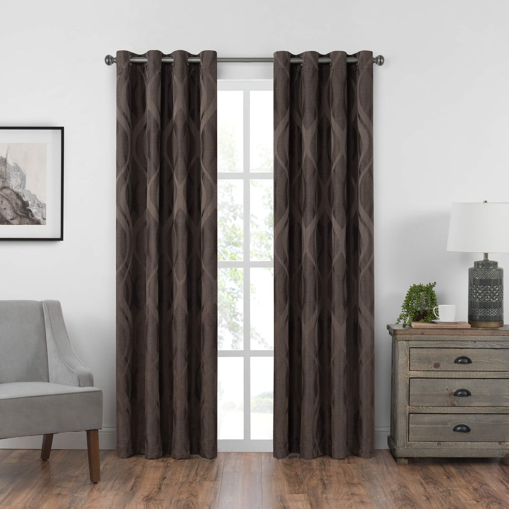 Eclipse Caprese Grommet Top Curtains for Bedroom, Single Panel, 52 in x 63 in, Espresso