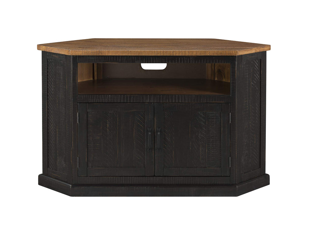 Martin Svensson Home Rustic Corner Tv Stand, Antique Black And Honey Tobacco