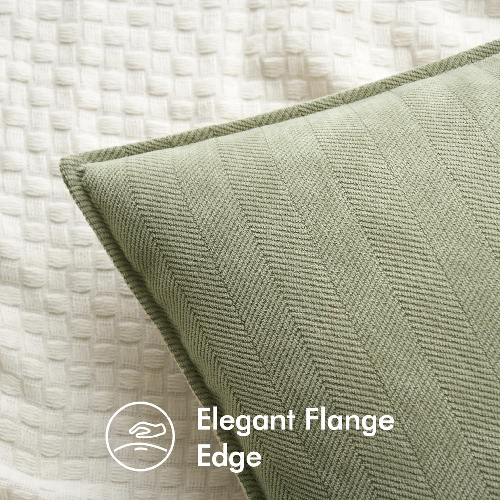 Miulee Pack Of 2 Sage Green Decorative Pillow Covers 24X24 Inch Soft Chenille Luxurious Couch Throw Pillows Farmhouse Cushion Covers Euro Shams With Elegant Design For Sofa Bed Living Room Home Decor