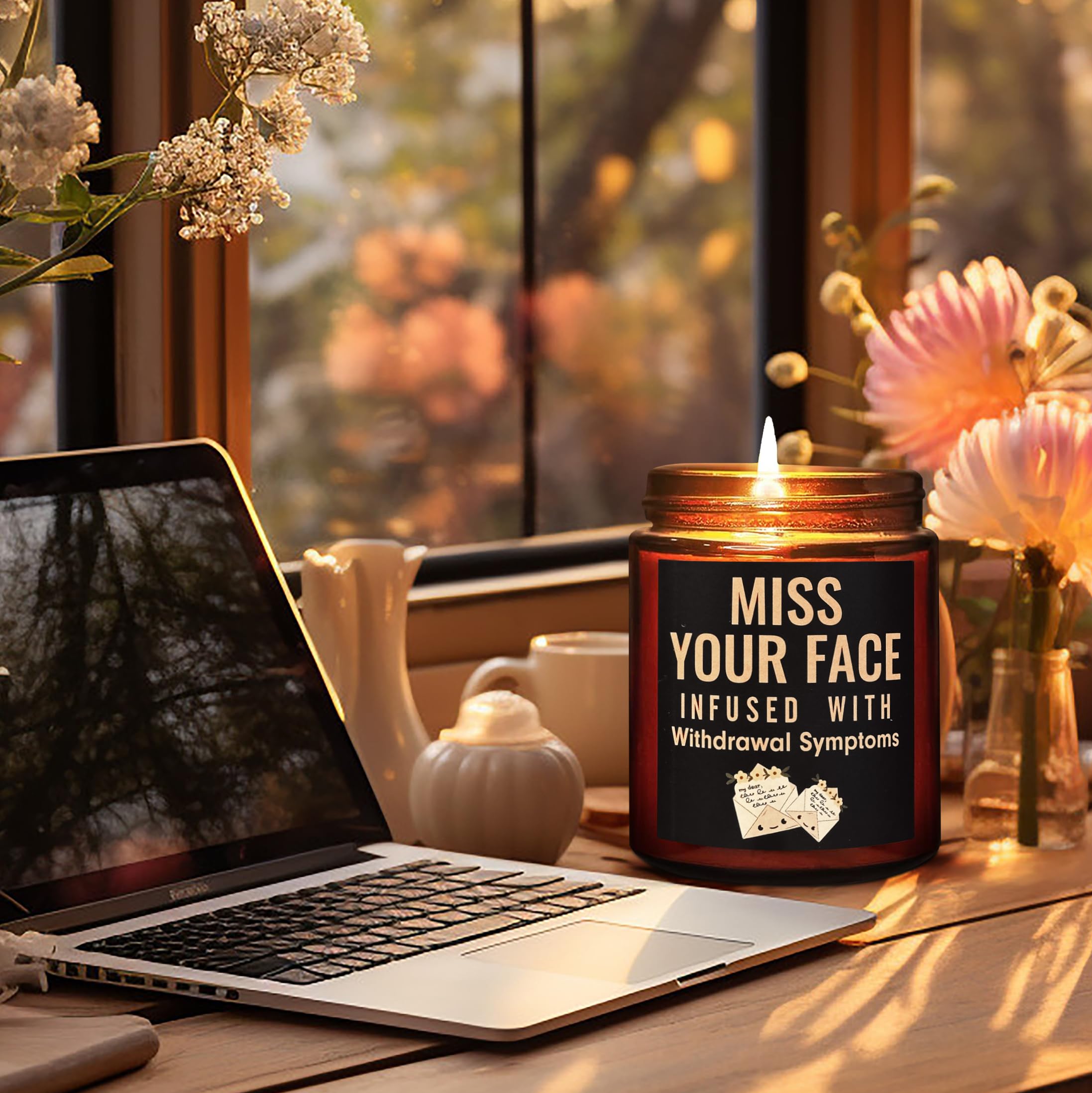 Briojoy Funny Friend Gifts For Women Men - Miss Your Face Candle For Her Him - Fun Birthday, Friendship, Relaxing Gift - Tropica