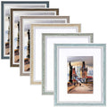 8x10 Picture Frame Set of 6, Rustic Farmhouse Photo Frame, Display 5x7 with Mat or 8x10 Without Mat for Decorative on Wall Hangi