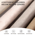 Jiiberl Throw Pillow Covers 18X18 Set Of 4 - Couch Pillow Covers For Living Room Decorative Velvet Pillow Covers Neutral Cream S
