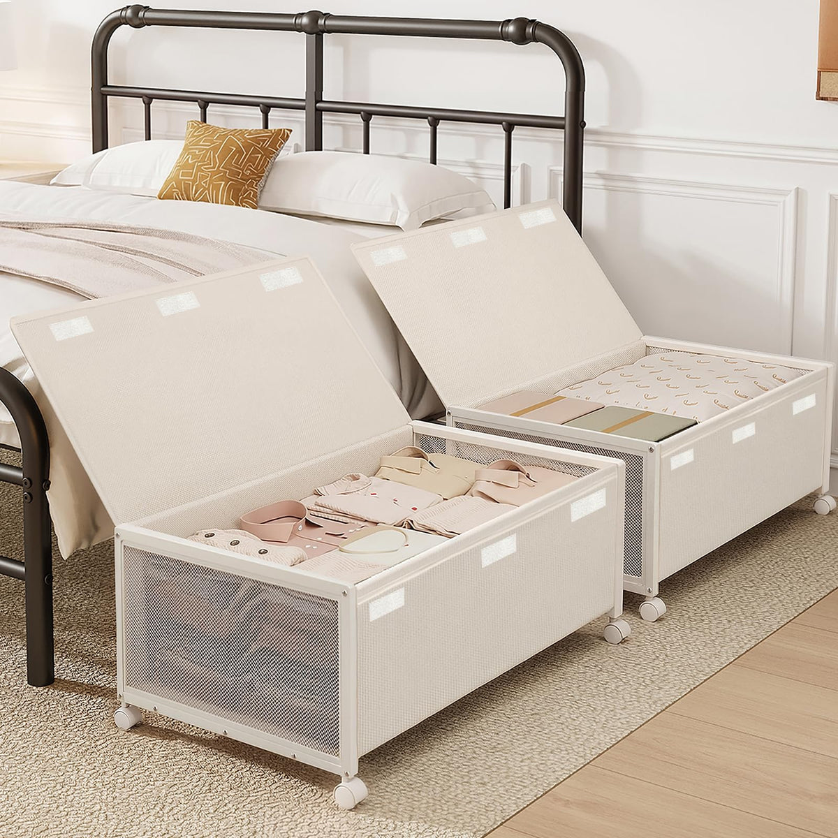 Fokyfok 2Pack Under Bed Storage Containers,12 inch Height,31 inch Long