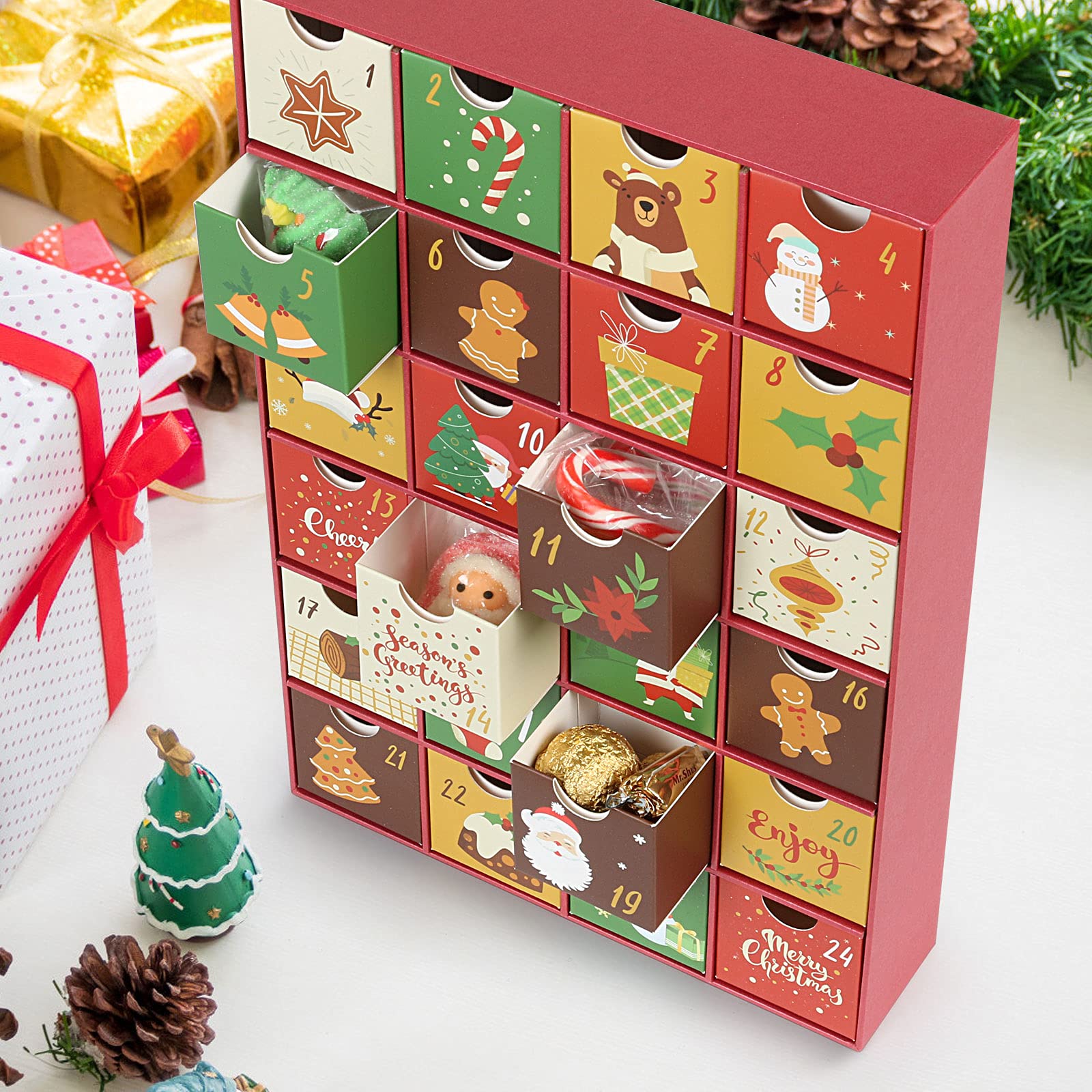 Lemeso Christmas Advent Calendar 2023, Christmas 24 Days Countdown Boxes Drawers For Small Gift, Fill Your Special Advent Calend