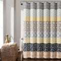 Lush Decor Bohemian Stripe Shower Curtain, 72' W X 72' L, Yellow & Gray - Boho Shower Curtain - Colorful Striped Bathroom Curt