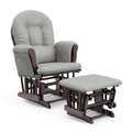 Storkcraft Premium Hoop Glider And Ottoman (Espresso With Light Gray) - Padded Cushions With Storage Pocket, Smooth Rocking Motion, Easy To Assemble, Solid Hardwood Base