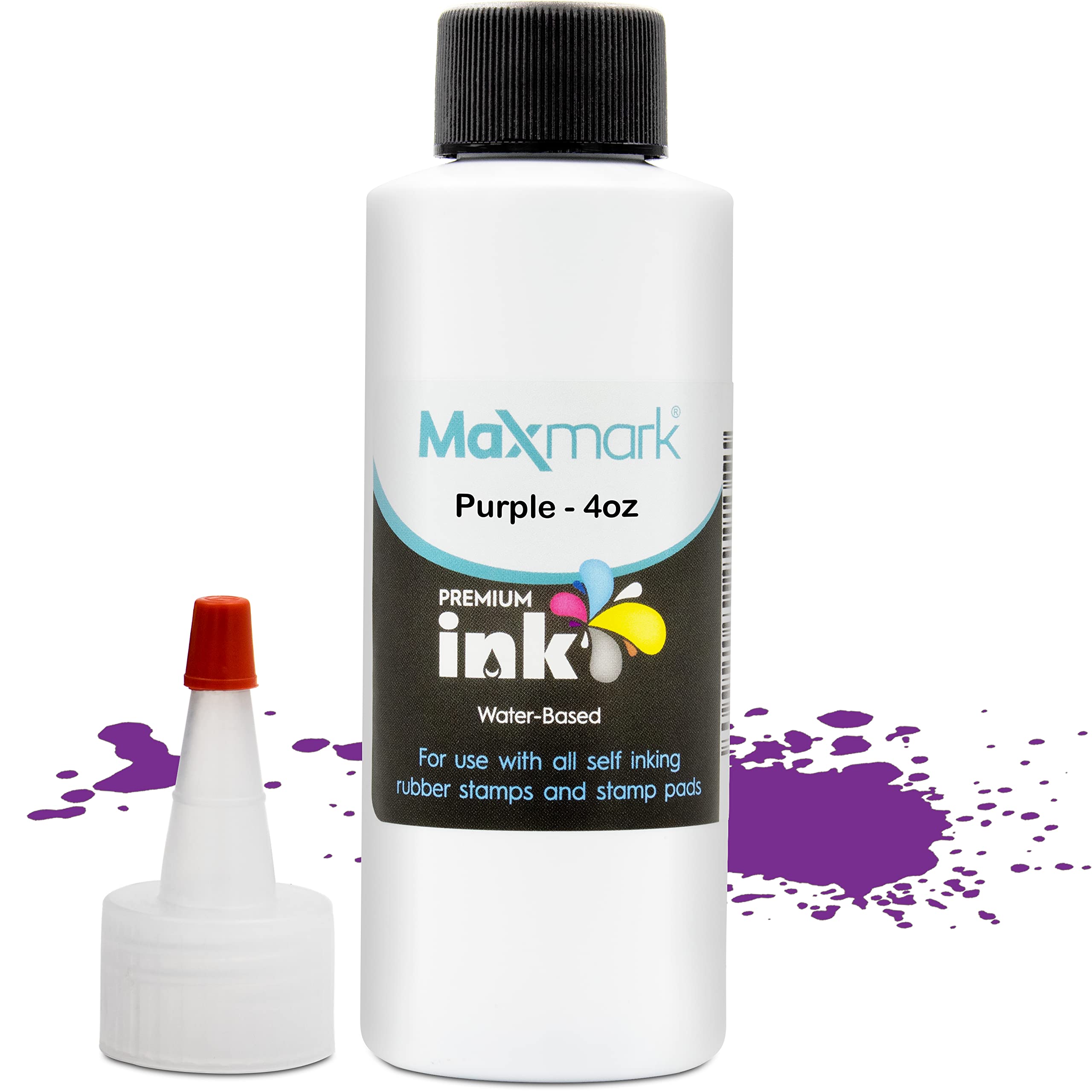 Maxmark Premium Refill Ink For Self Inking Stamps And Stamp Pads, Purple Color - 4 Oz.