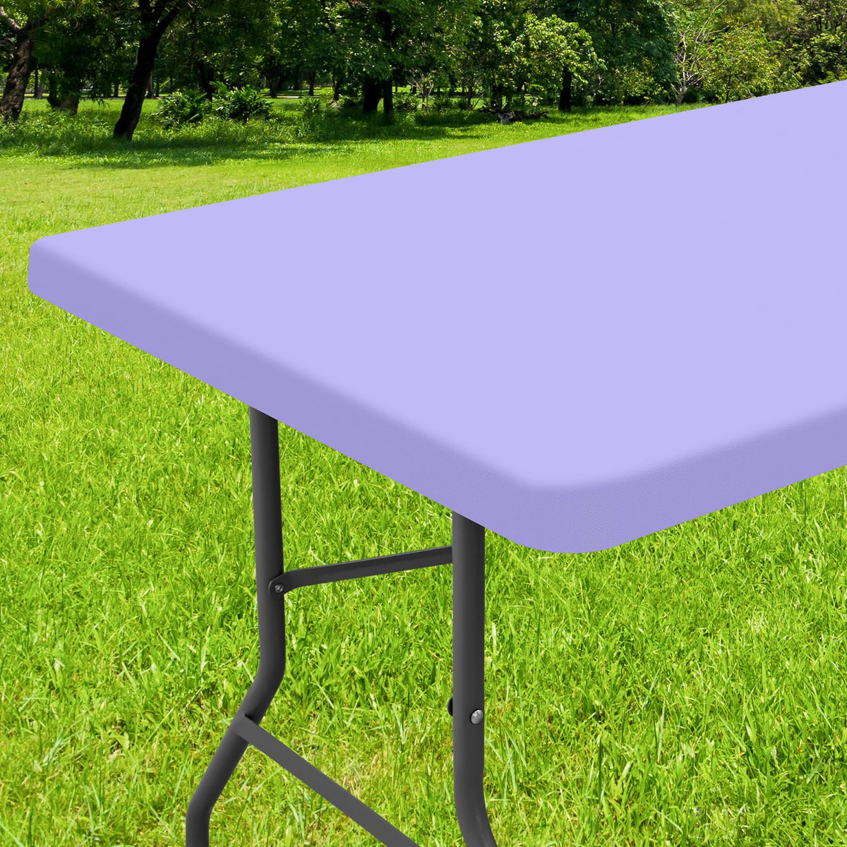 Smiry Rectangle Tablecloth, Elastic Fitted Flannel Backed Vinyl Tablecloths For 8Ft Folding Tables, Waterproof Wipeable Table Co
