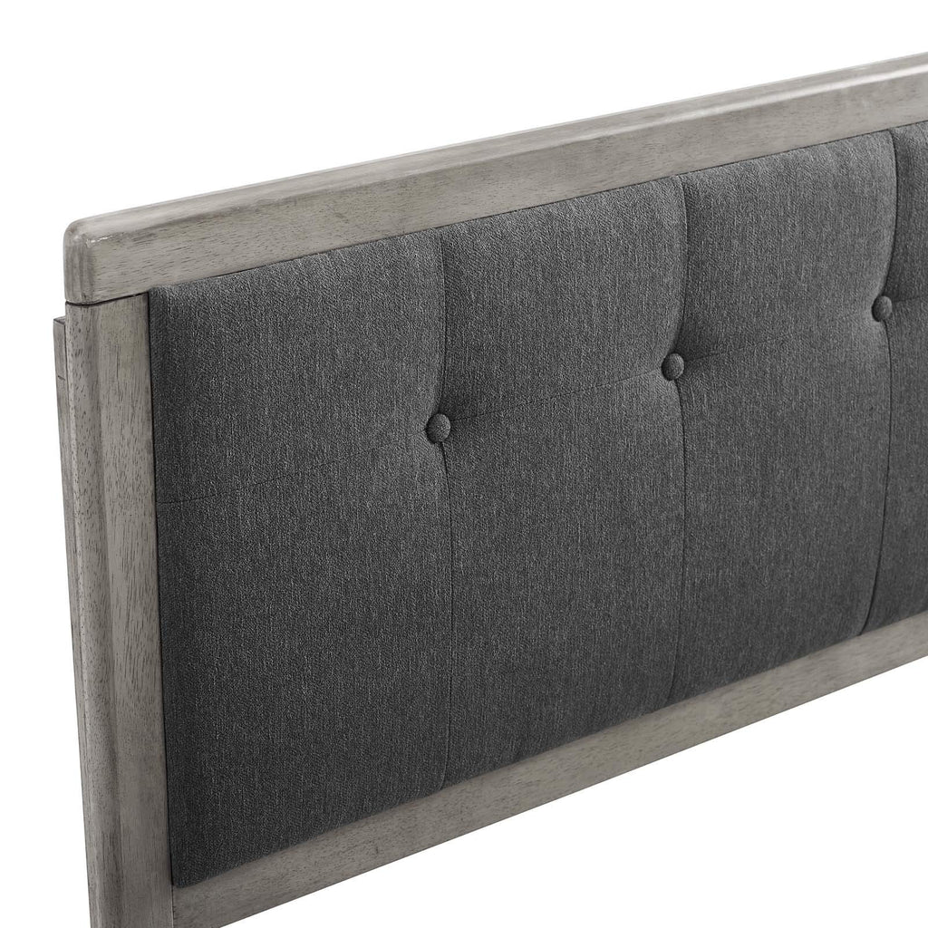 Modway Draper Tufted King Fabric And Wood Headboard In Gray Charcoal