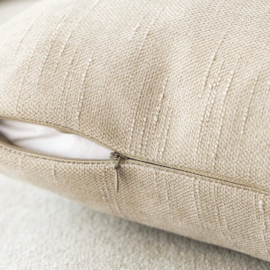 Foindtower Pack Of 2 Soft Textured Throw Decorative Pillow Covers Lumbar Accent Solid Cushion Cover Cozy Neutral Farmhouse Pillo