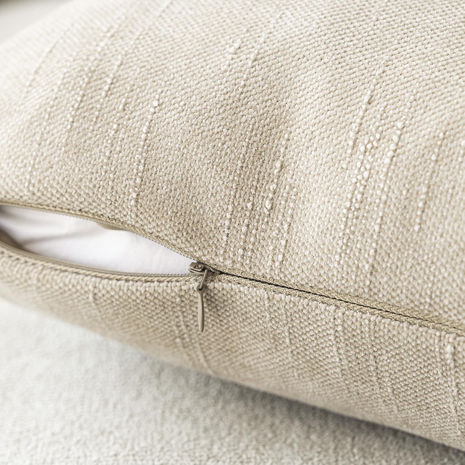 Foindtower Pack Of 2 Soft Textured Throw Decorative Pillow Covers Lumbar Accent Solid Cushion Cover Cozy Neutral Farmhouse Pillo