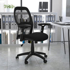 Flash Furniture Albert Mid-Back Black Super Mesh Executive Swivel Office Chair with Adjustable Lumbar & Arms