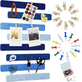 Youdeful 8Pcs Bulletin Board Strips, Blue Felt Pin Board Bar Strips With 50 Pushpins, Self-Adhesive Felt Cork Board Strips For W