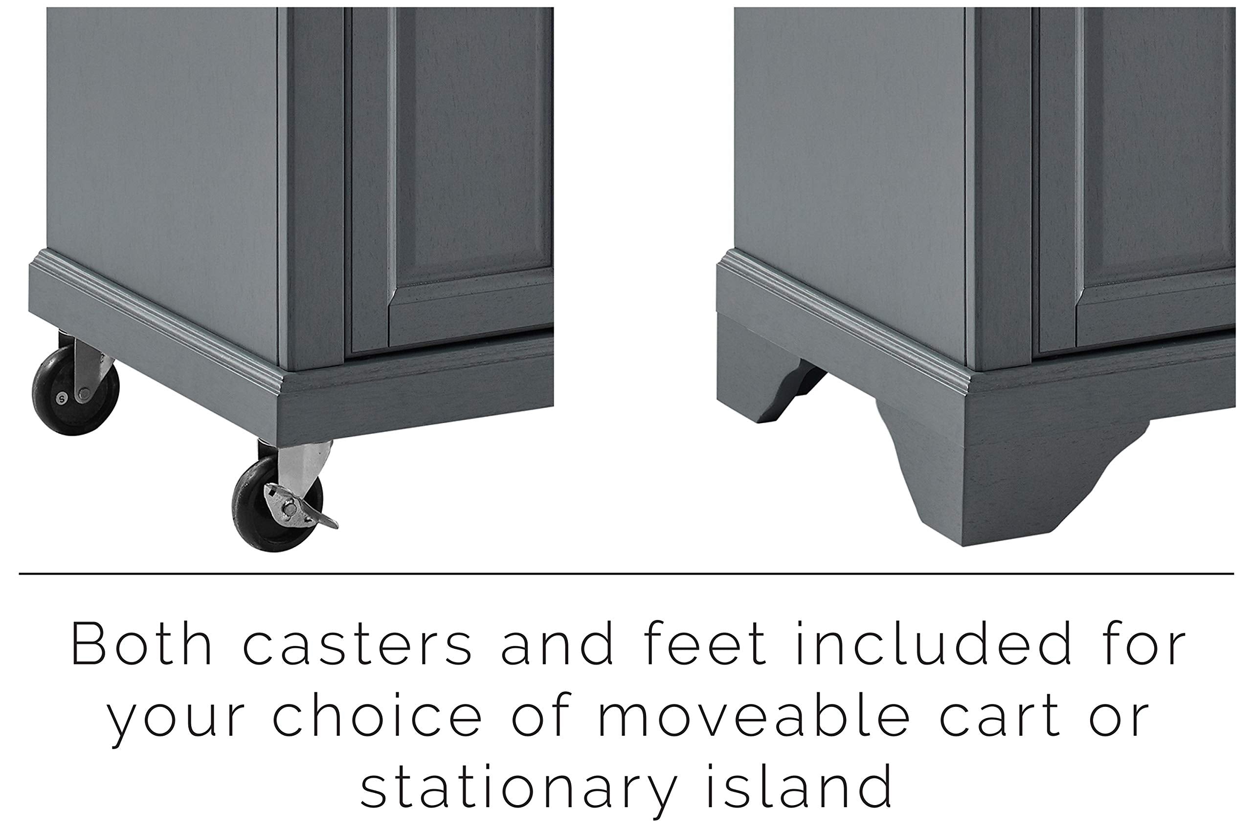 Crosley Furniture Avery Rolling Storage Cart and Kitchen Island with Shelves, Microwave Stand, Coffee Bar, Gray