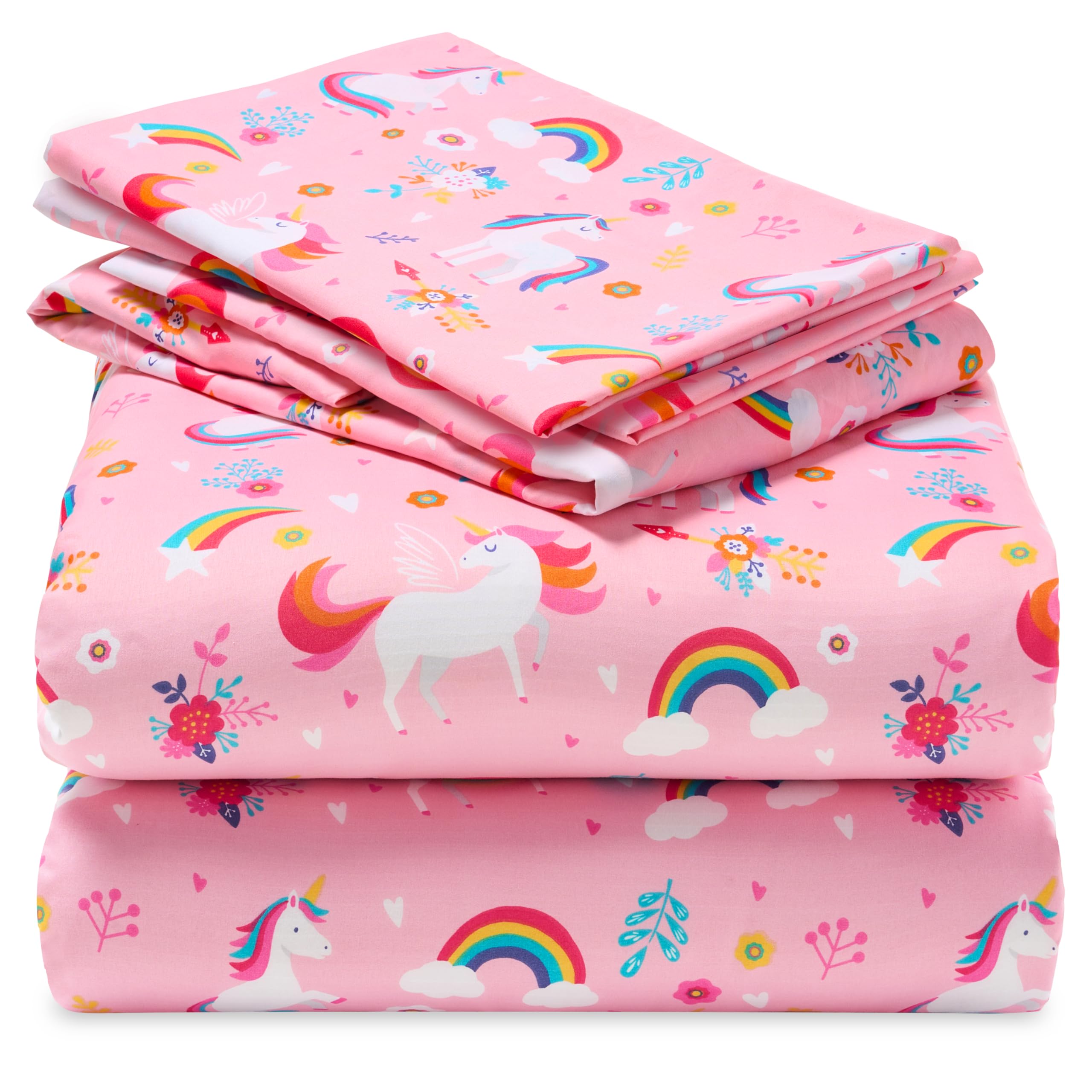 Joiedomi Kids Full Sheet Set Unicorn - 4 Piece Soft Microfiber Bed Sheets - Deep Pocket Wrinkle Free, Cozy Toddler Bedding Set,