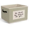 Yorhifa Green Striped Inspirational Kids Room Storage Bins with Handles, Be Kind Brave You Collapsible Laundry Basket Organizer 