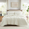 Wdcozy Ivory Cloud California Cal King Size Quilt Bedding Set With Pillow Shams, Cream White Puffy Cozy Lightweight Bedspread Co