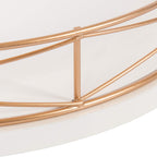 Kate And Laurel Mendel 14 Inch Round Tray With Decorative Metal Rim, White And Rose Gold