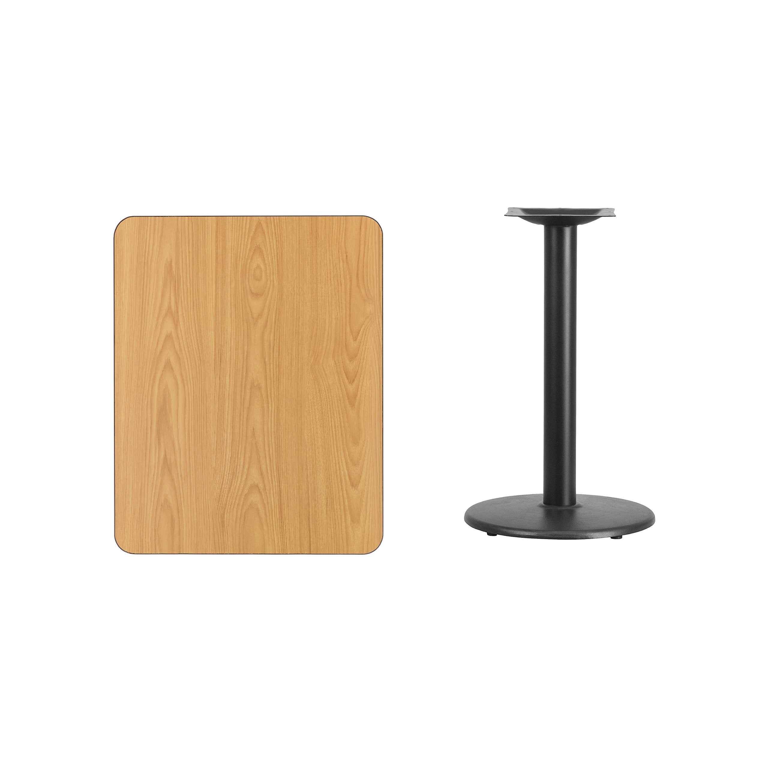 Flash Furniture 24'' X 30'' Rectangular Natural Laminate Table Top With 18'' Round Table Height Base