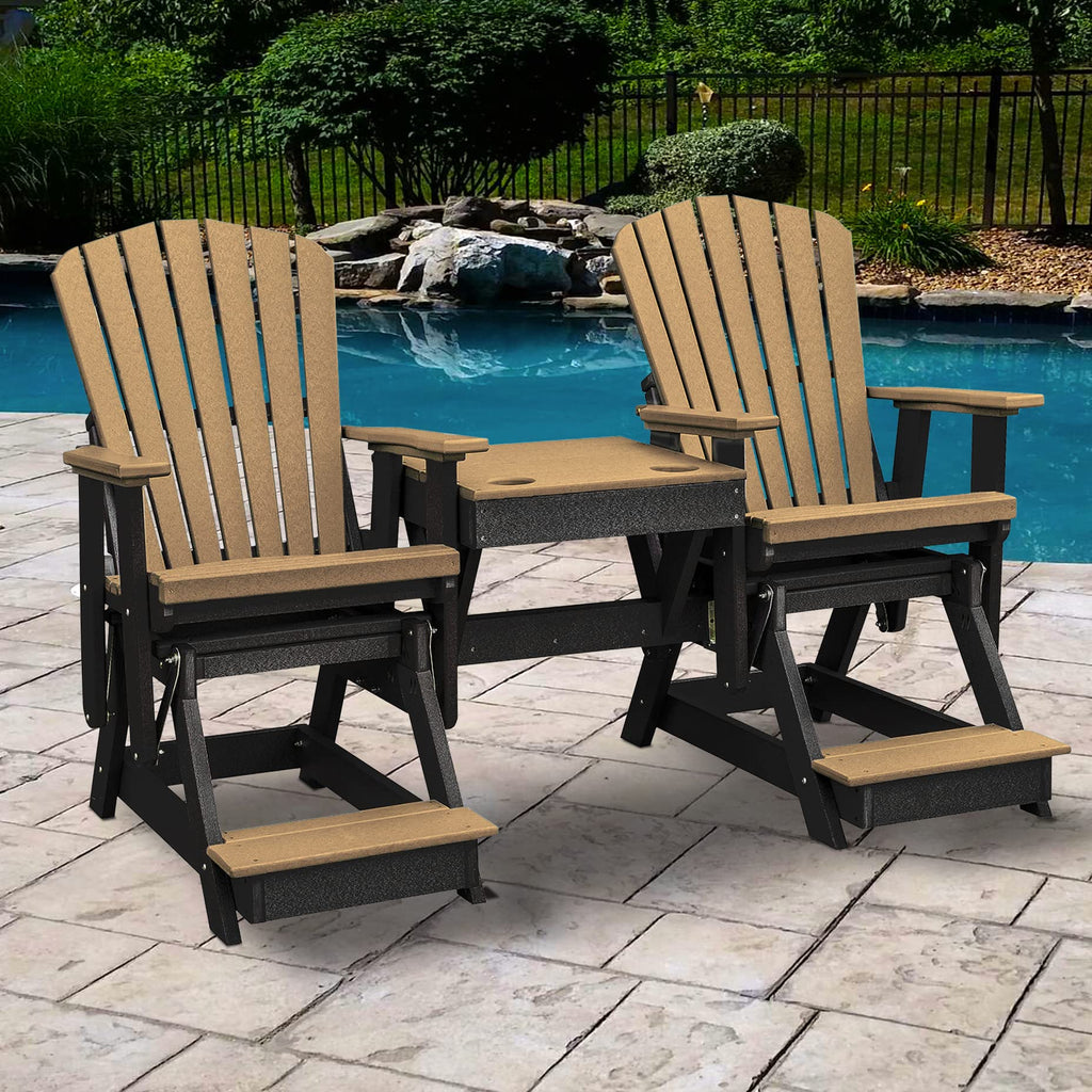 American Furniture Classics Balcony Height Table Double Glider, Cedar on Black