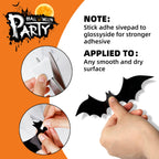 Bats Wall Decor 120Pcs Halloween Decoration Bats Realistic Pvc 3D Black Scary Bat Wall Stickers For Creepy Home Decor Halloween