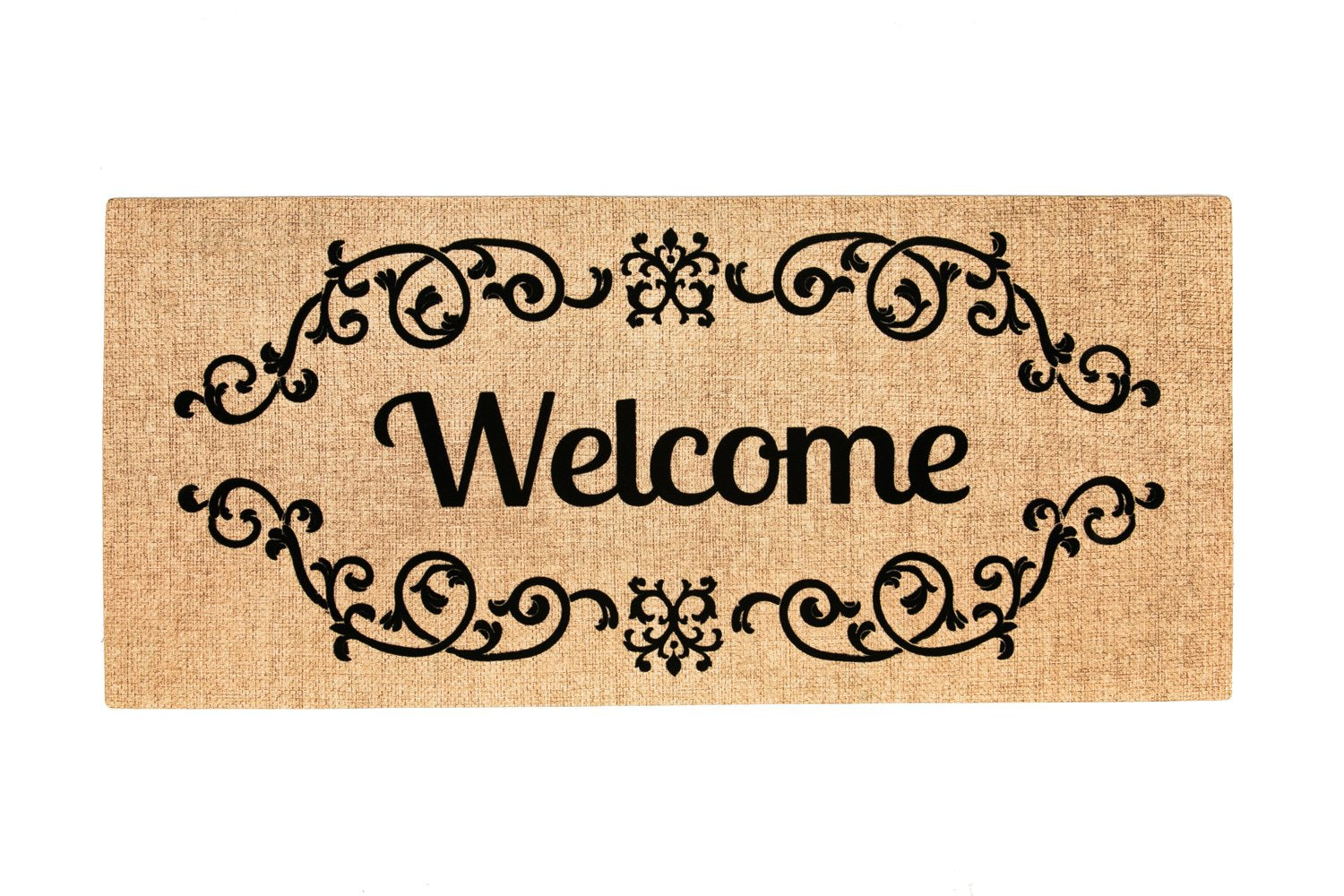 Evergreen Sassafras Welcome Scroll Interchangeable Entrance Doormat | Indoor And Outdoor | 22-Inches X 10-Inches | Non-Slip Back