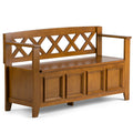 SIMPLIHOME Amherst Entryway Storage Bench - 48 inch Wide Solid Wood Hallway Seat in Light Avalon Brown, Transitional Bench for E