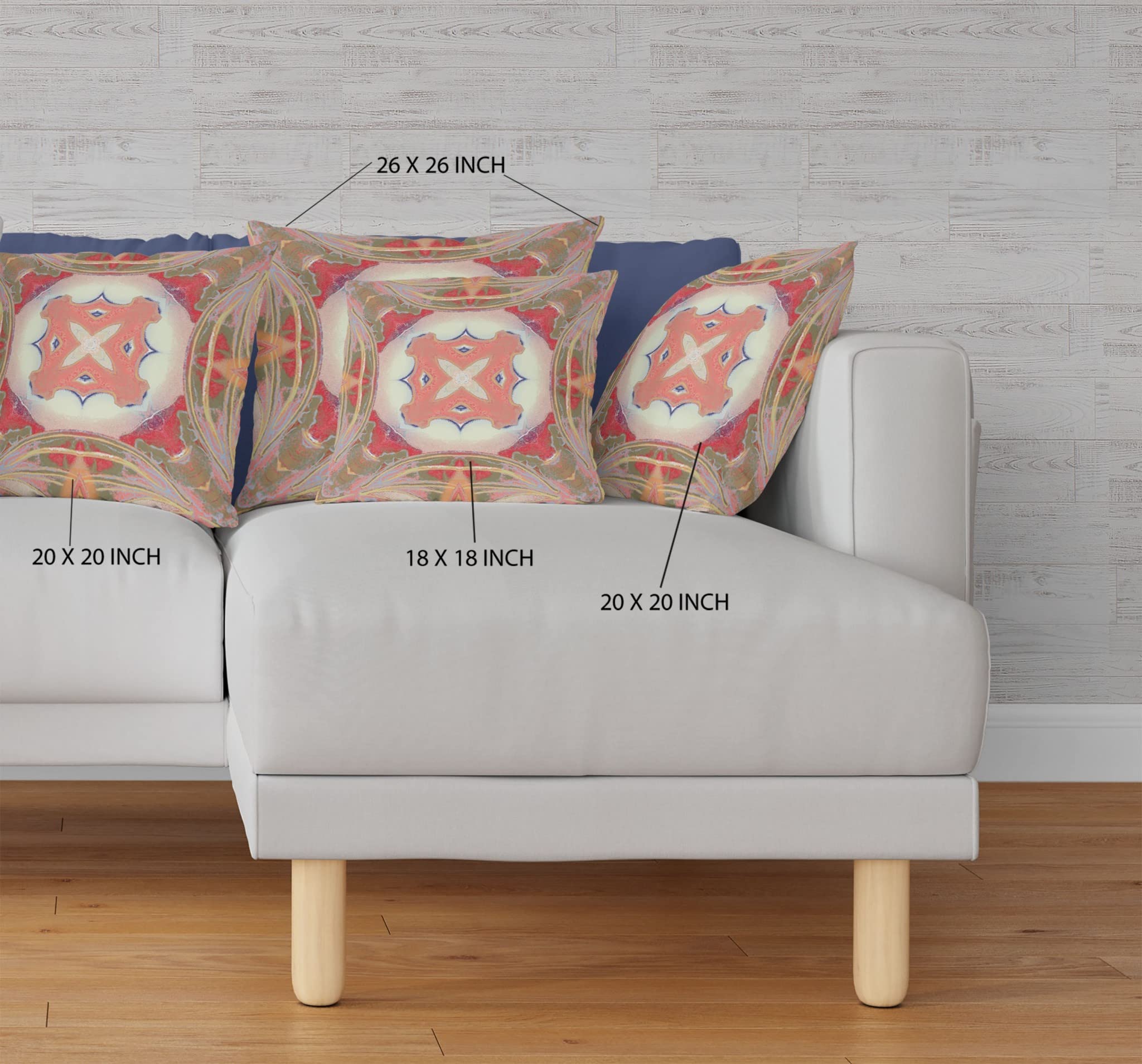 HomeRoots Muted Green Pink Peach Red 18â€ Peach Green Geo Tribal Suede Throw Pillow