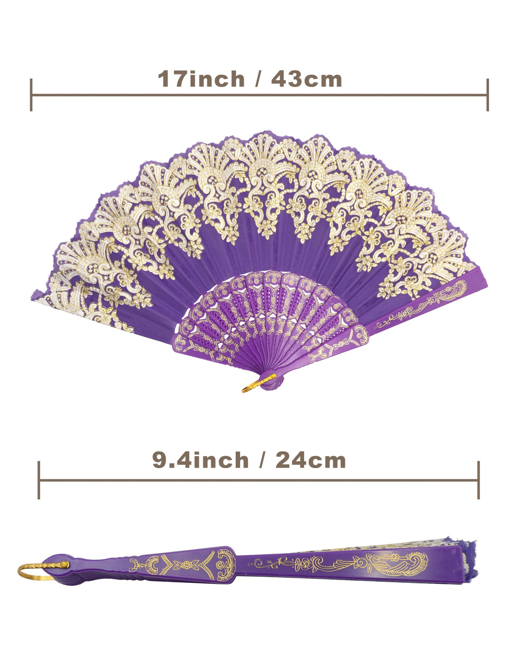Eosau Handheld Chinese Folding Fan Hand Fans For Women Foldable Bulk For Party Wedding Church Dancing (Purple)