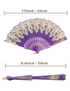 Eosau Handheld Chinese Folding Fan Hand Fans For Women Foldable Bulk For Party Wedding Church Dancing (Purple)