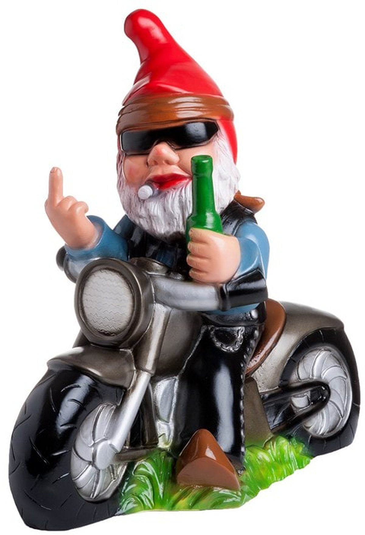 Rakso Biker Gnome, 14', Large Uv Resistant Lawn Ornament