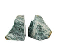 Amoystone Heavy Sturdy Bookends | Natural Green Mica Stone 6-8Lbs | Rustic Kitchen Shelf Organizer | Anti-Tip Design