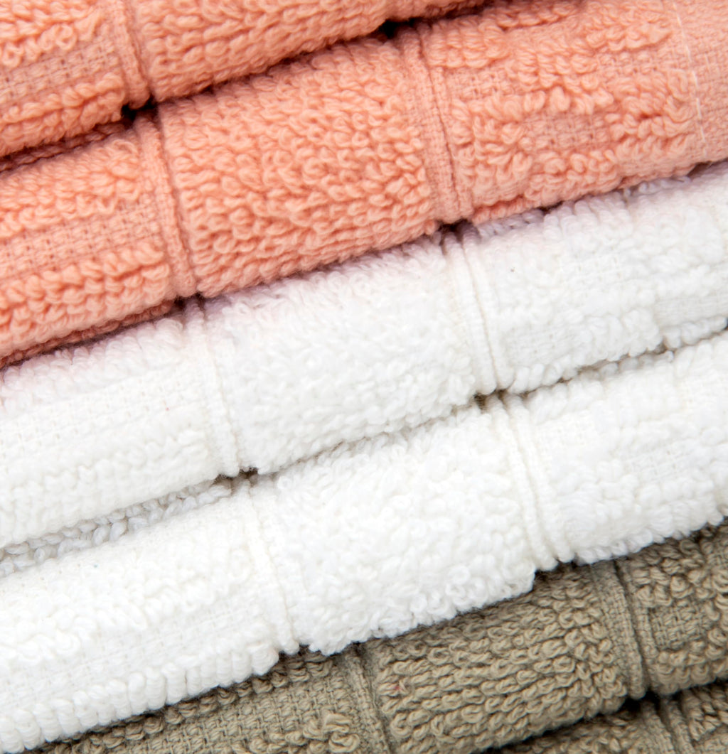 Ph Pleasant Home Diamond Wash Cloths Set - 12 Pack (12” X 12”) – 509 Gsm - 100% Ring Spun Cotton Wash Cloth - Super Soft And Highly Absorbent Face Towels (Blush, White & Tan)