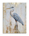 Yihui Arts Bird Canvas Wall Art - Heron Painting with Gold Foil for Farmhouse Living Room Decor