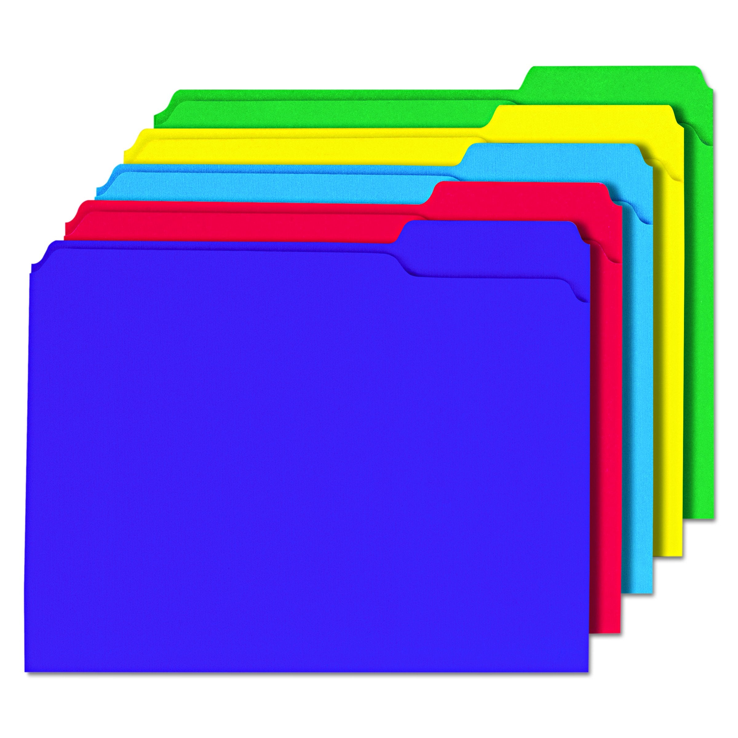 Universal 16166 File Folders, 1/3 Cut Double-Ply Top Tab, Letter, Assorted Colors (Box Of 100)